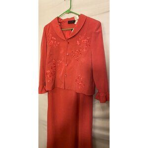 MHM 2 Piece Jacket Dress Peach Pink Classic Women’s‎ 12 Large Mother of Bride
